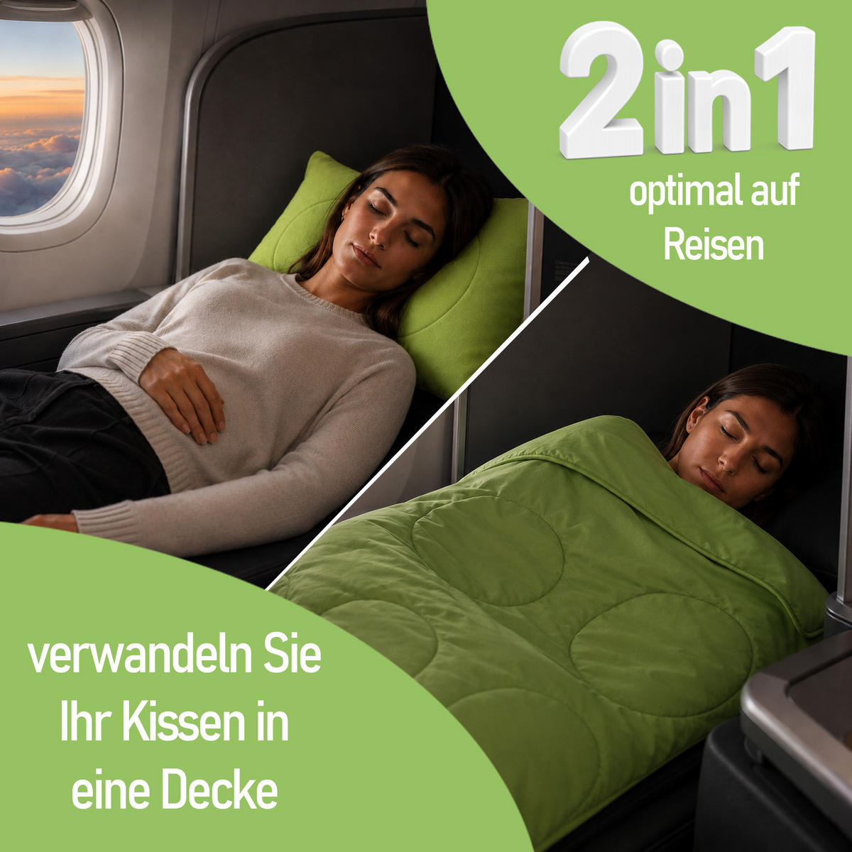 VERWANDLUNGSDECKE 2 in 1 - Grün 135x200 cm - Grün, Textil (135/200cm) - Bestlivings