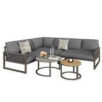 GARTENLOUNGE-SET Sitzgruppe für 6-7 Personen Gartenmöbel-Set mit verstellbare Beine - Naturfarben/Grau, Holzwerkstoff/Textil - STILVORA