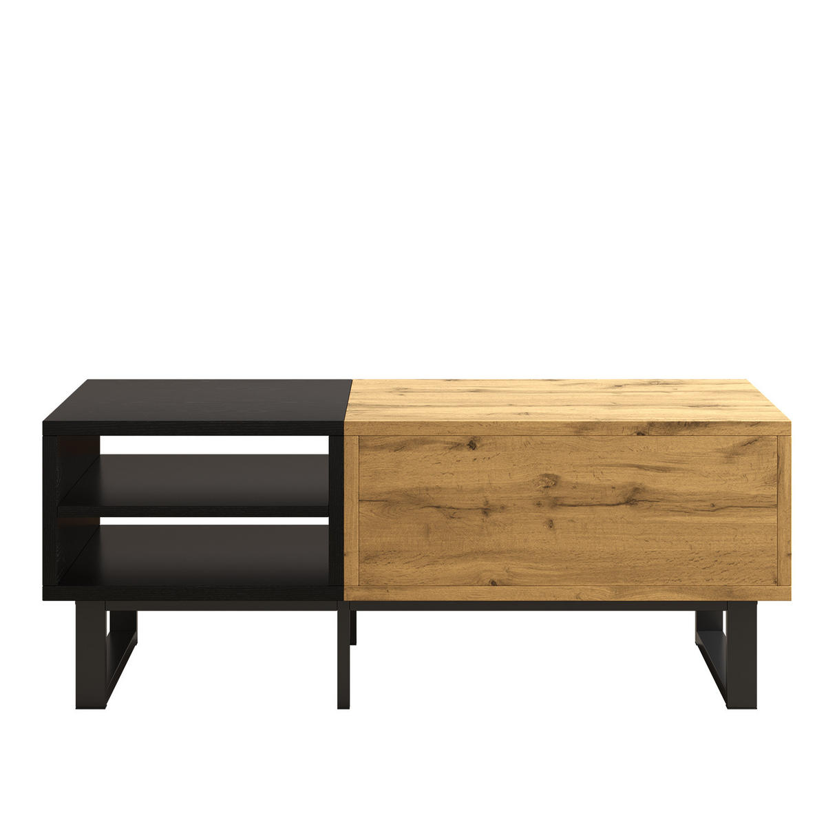 COUCHTISCH aus Spanplatte 100x50x40 cm in Natur mit Schublade & 3 Fächern - Naturfarben, Holzwerkstoff (100/50/40cm) - Modfu