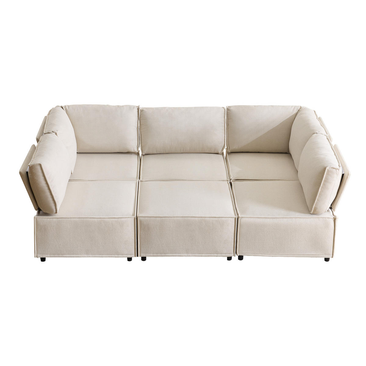 WOHNLANDSCHAFT DE-35016 flexibel kombinierbar Beige - Beige, Holzwerkstoff (152/77/308cm) - ComfortXL