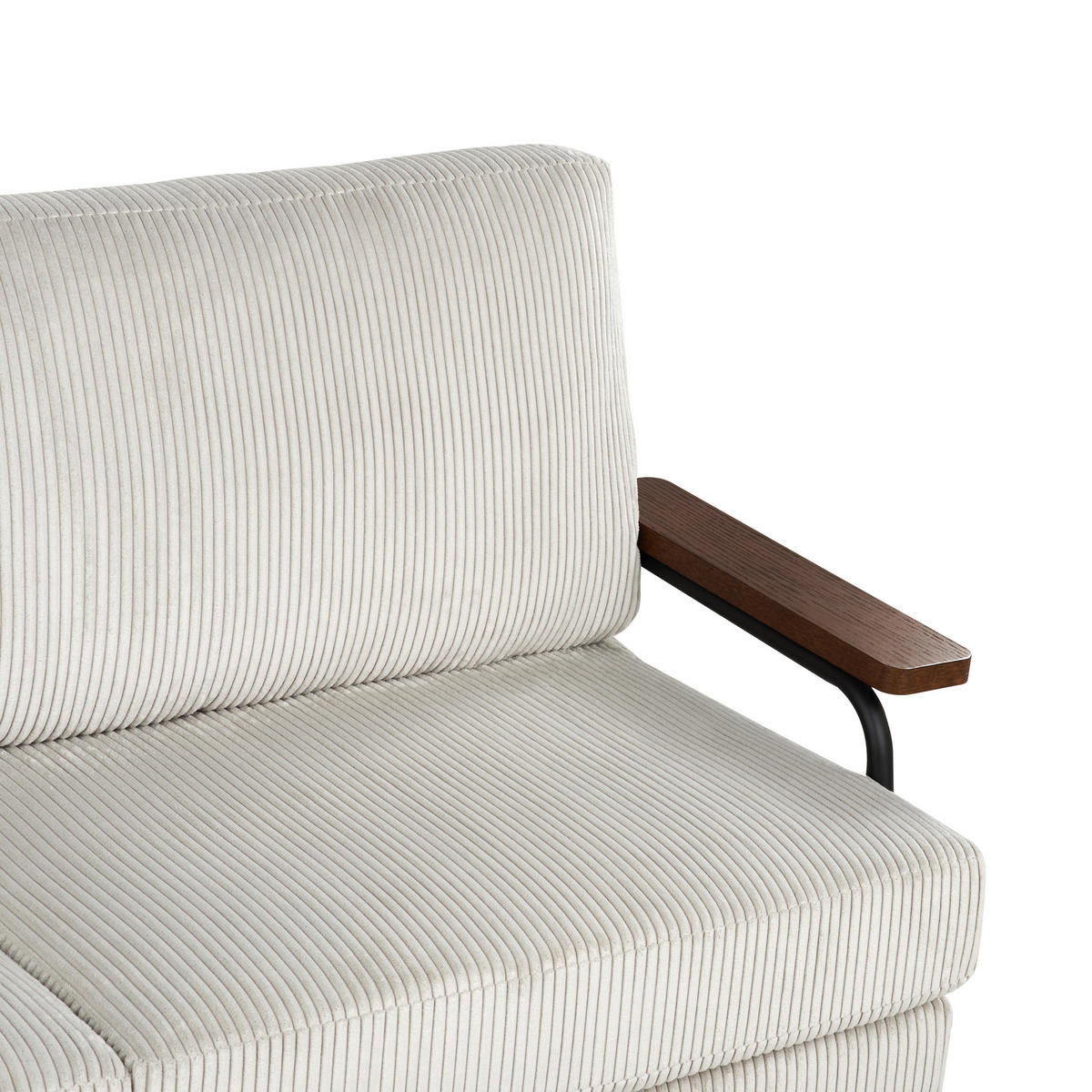 3-SITZER-SOFA Cord hellgrau Akranes - Dunkelbraun/Schwarz, Textil (181/89/80cm) - Beliani