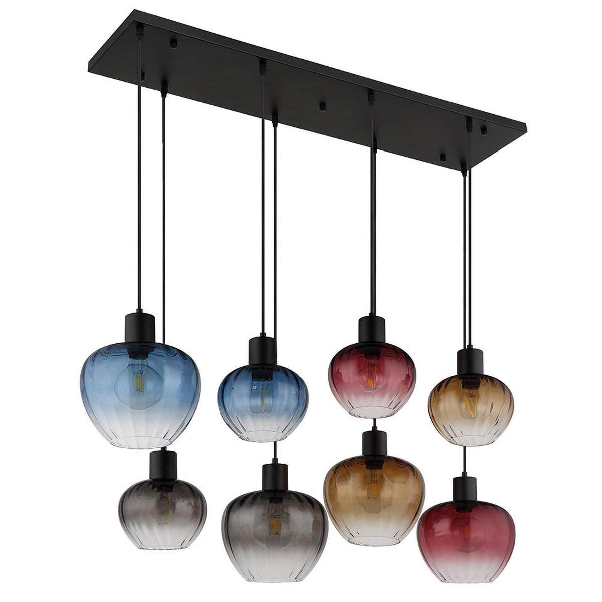 HÄNGELEUCHTE Metall Glas Schwarz Mehrfarbig - Schwarz, Glas (110/42/120cm) - Nowa