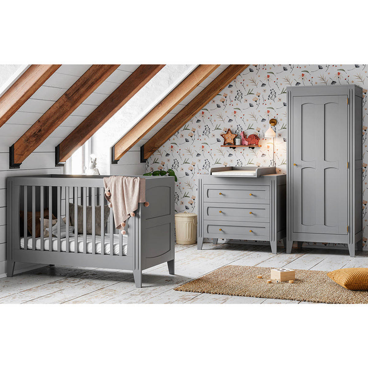 DETSKÁ KOMODA Sivá - sivá, kompozitné drevo (100/92/55cm) - Petits-meubles