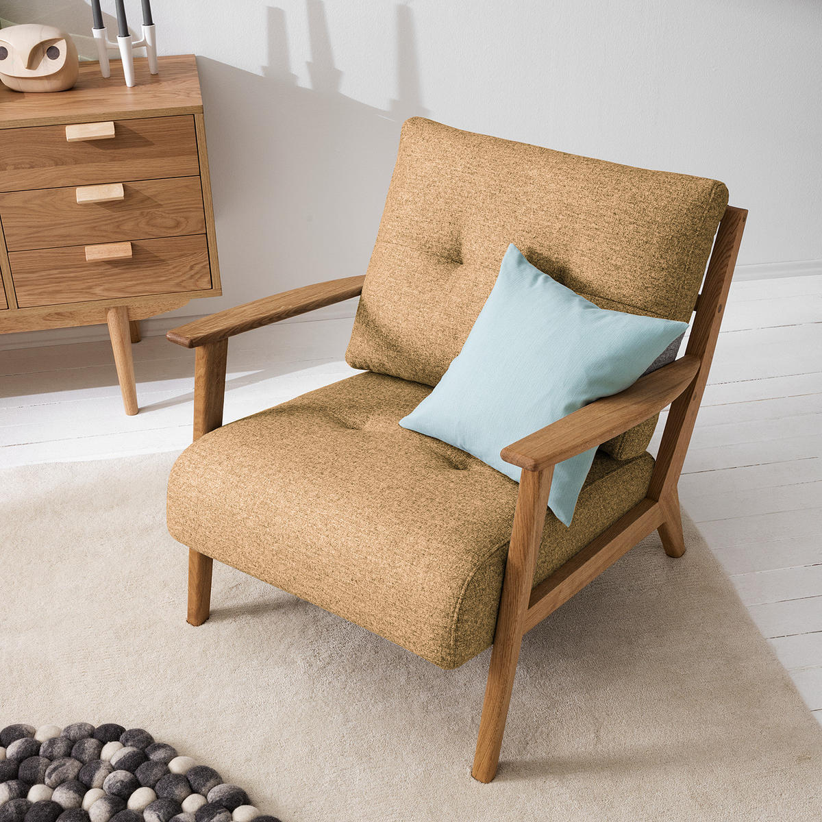 SESSEL - Hellbraun/Braun, Eichenholz/Holz (83/80/75cm) - home24