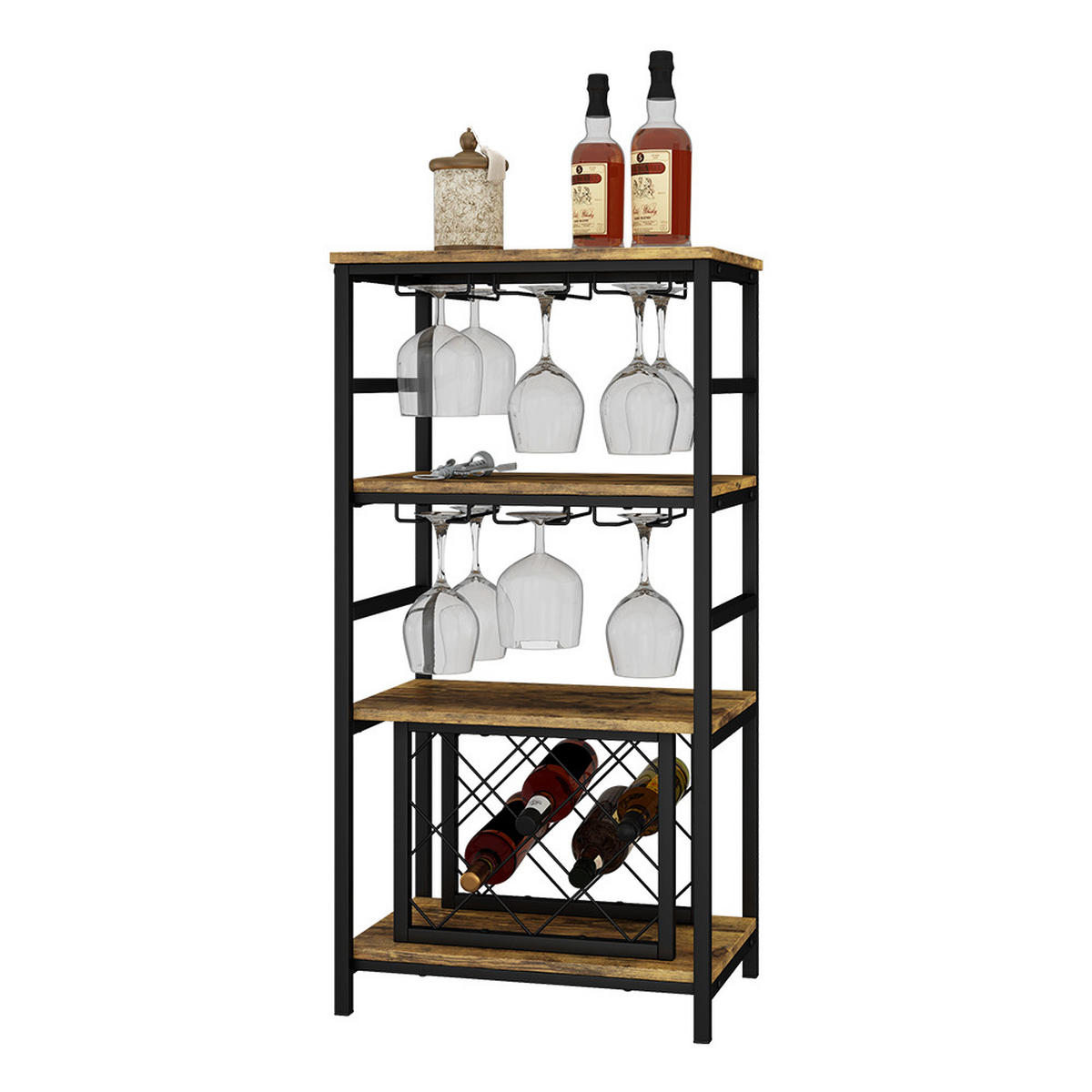 WEINREGAL Vela Eiche rustikal 50 x 100 cm mit Glashalter - Wildeiche, Holzwerkstoff (50/100/35cm) - Vicco