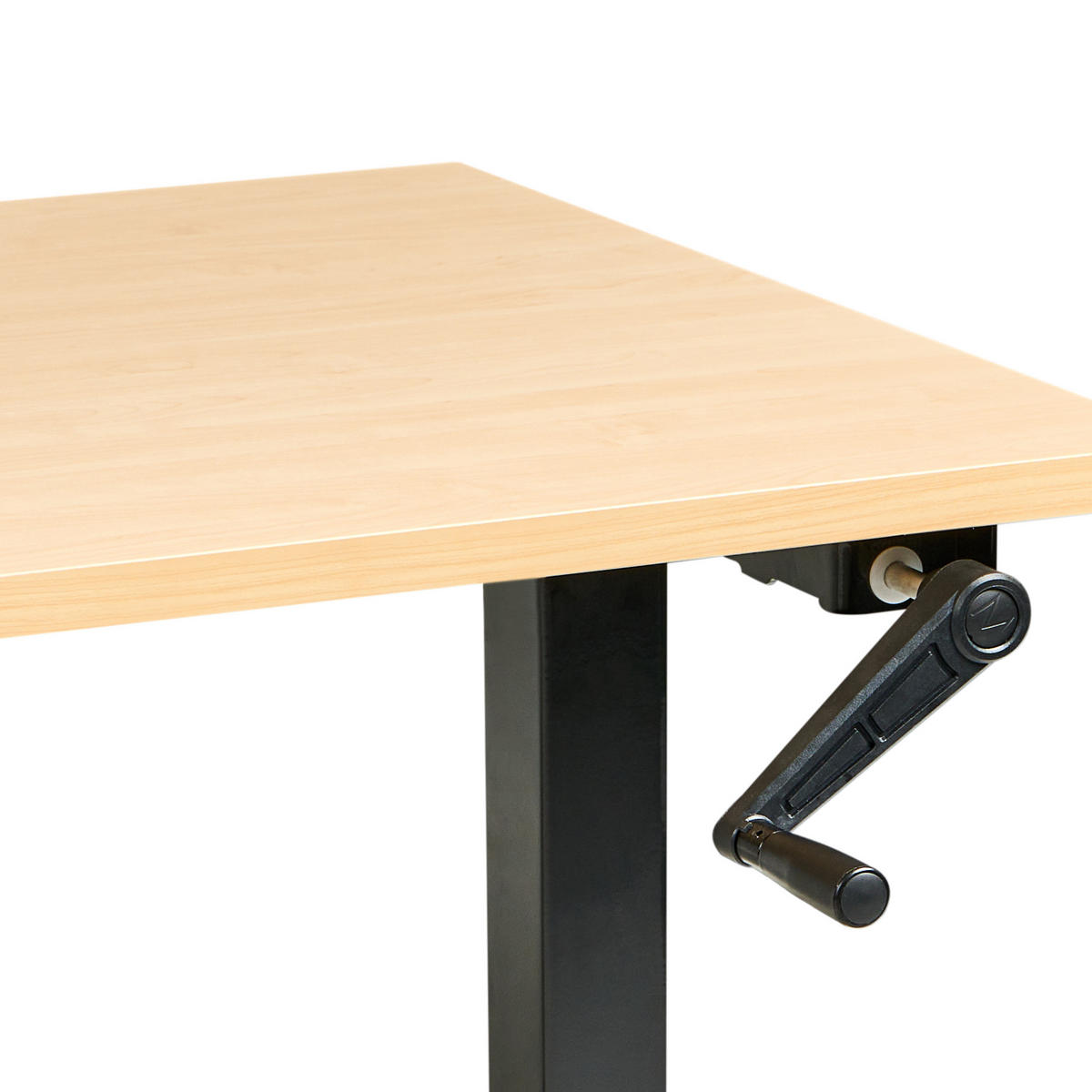 SCHREIBTISCH manuell höhenverstellbar 160/72 cm Schwarz/Hellbraun Destines - Hellbraun/Schwarz, Holzwerkstoff/Metall (72/160/74cm) - Beliani