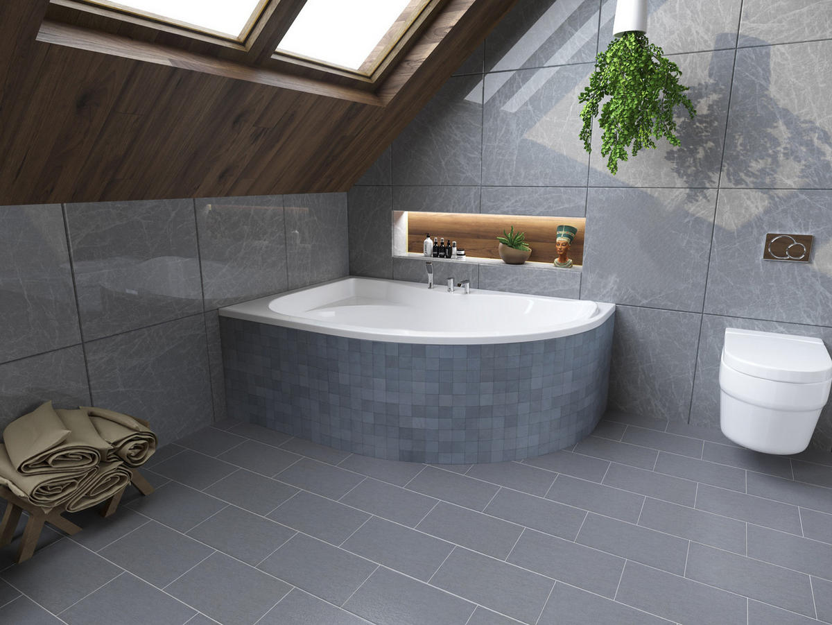 BADEWANNE Eckwanne DORA 170/110 Rechts mit Styro Ablauf Füße - Weiß, Kunststoff (110/59.5/170cm) - bad land