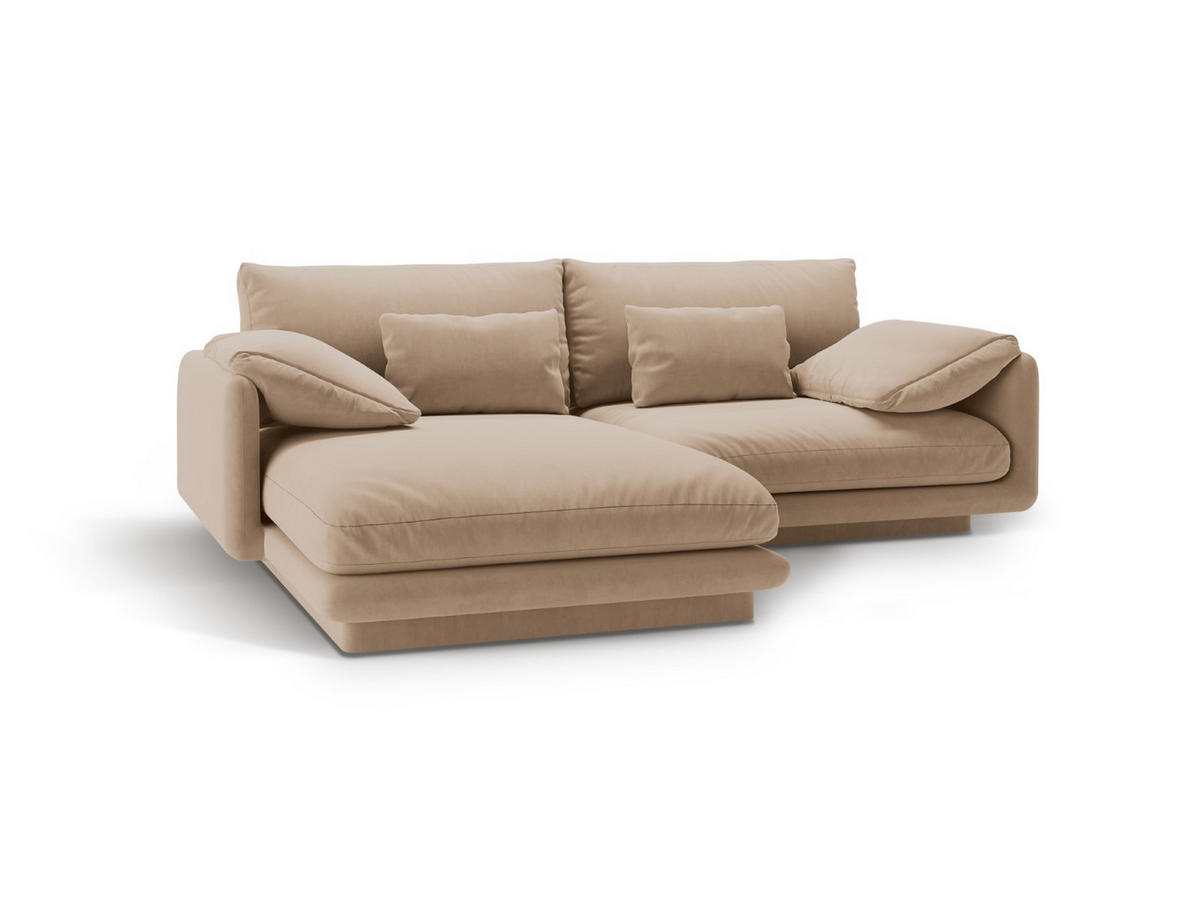 ECKSOFA links Torino aus Samt sandfarben 3 Sitzplätze - Sandfarben, Textil (170/220cm) - Micadoni