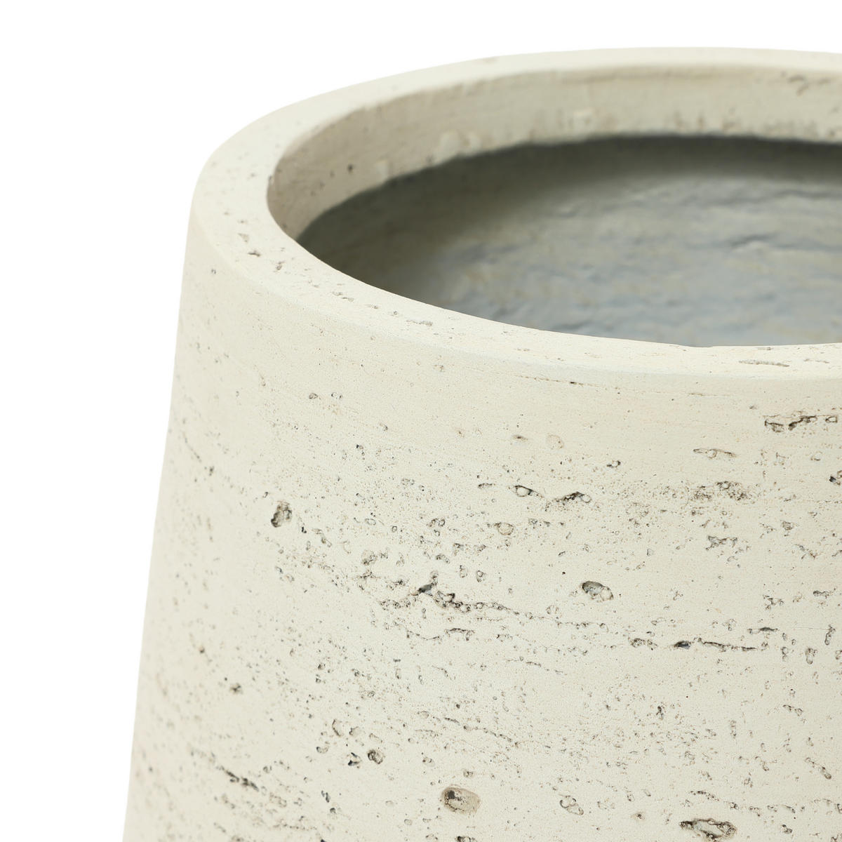 BLUMENTOPF groß & rund mit Ablaufloch, Ø 26 × H 24 cm, Creme - Weiß, Naturmaterialien (24cm) - Hometopia