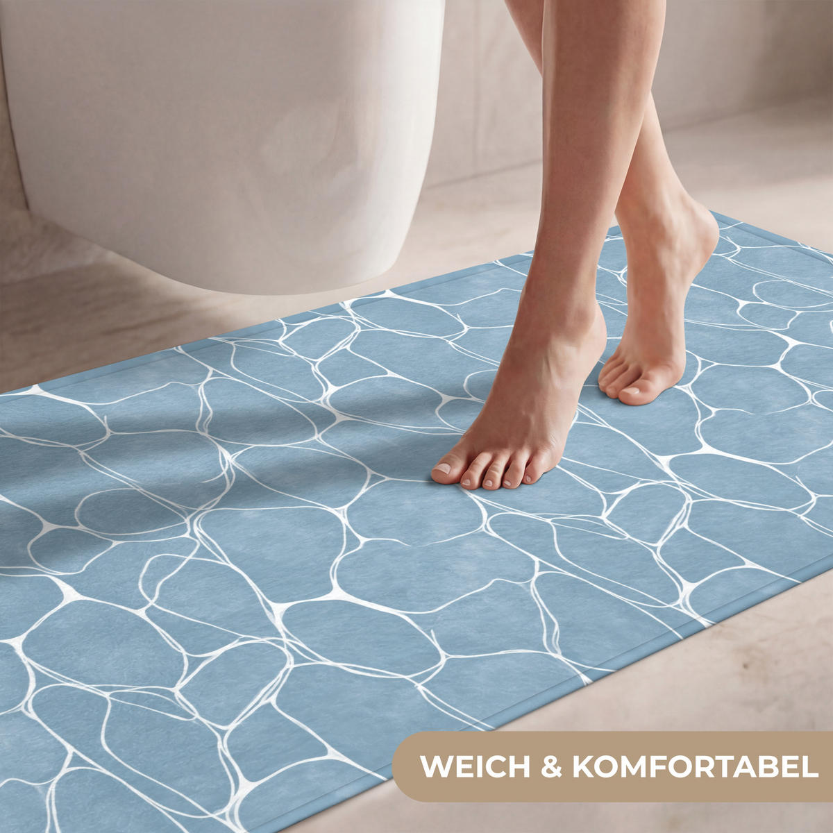 WC PŘEDLOŽKA Organic - vzor - modrá 120x60 cm - světle modrá, textil/plast (120/1cm) - OnlyWow