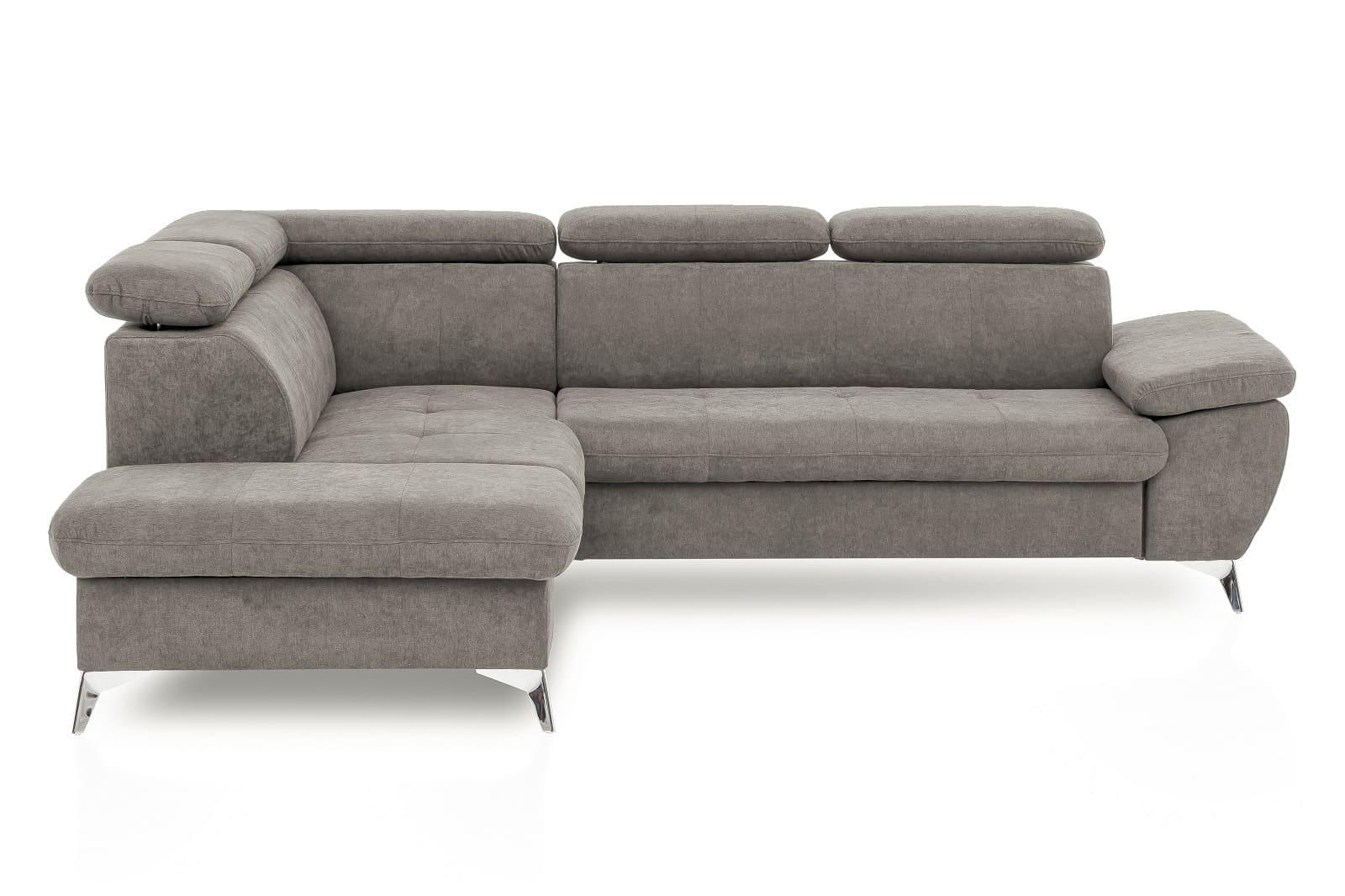 ECKSOFA mit Schlaffunktion und praktischem Bettkasten - Chromfarben/Grau, Textil/Metall (256/209cm) - Cotta