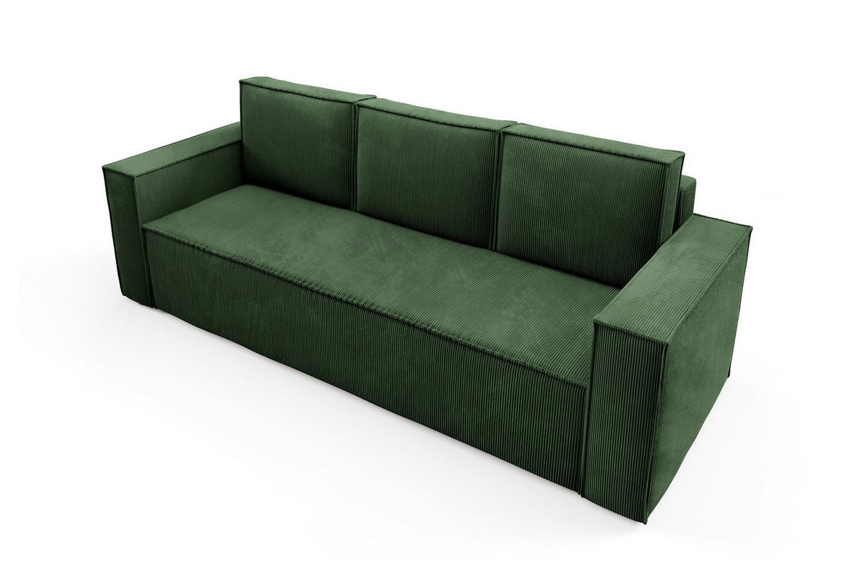 SOFA Roda Grün, Kordsofa mit Schlaffunktion - Grün, Holzwerkstoff/Textil (248/93/96cm) - Bettso