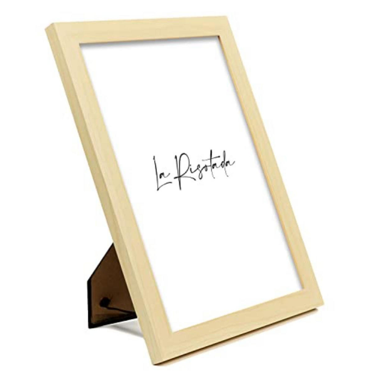 POSTER Set mit 4 Lachen TypografieStil A4 Rahmen aus hellem Holz - Beige, Papier (29.7/3cm) - Nacnic