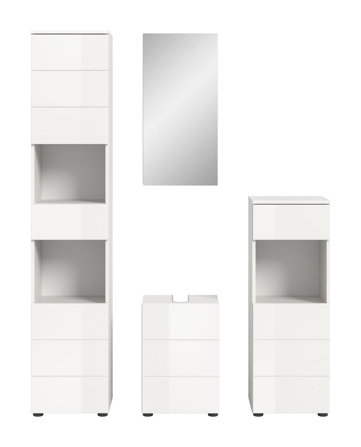 BADMÖBEL Set Vira 4tlg. Bad Kombination in Weiß (B/H/T: 144x190x34 cm) - Weiß, Holz (144/190/34cm)