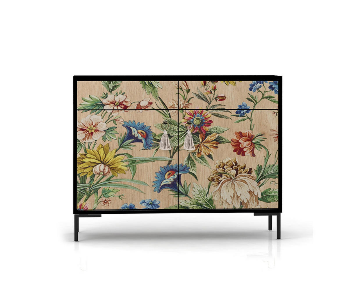 SIDEBOARD MDF 2 Türen und 2 Schubladen mit Druckmuster ALISE AMAZONIA - Multicolor/Braun, Holzwerkstoff (45/84/90cm) - RNT By Really Nice Things