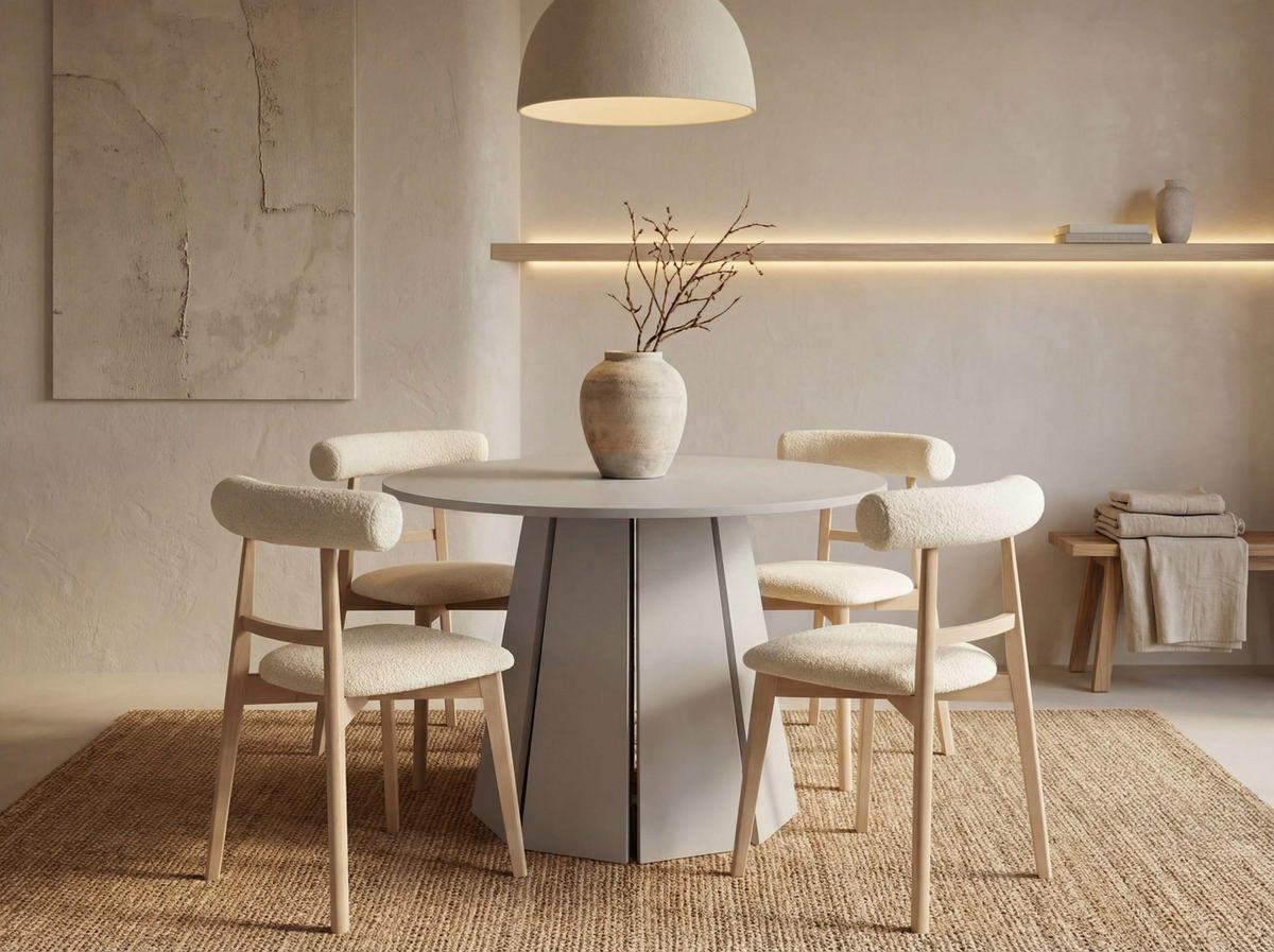 ESSTISCH Lunda rund ausziehbar verlängerbar, Kaschmir Grau-Beige 120/120/76 cm - Kaschmir/Schwarz, Holzwerkstoff (120/120/76cm) - WFL GROUP