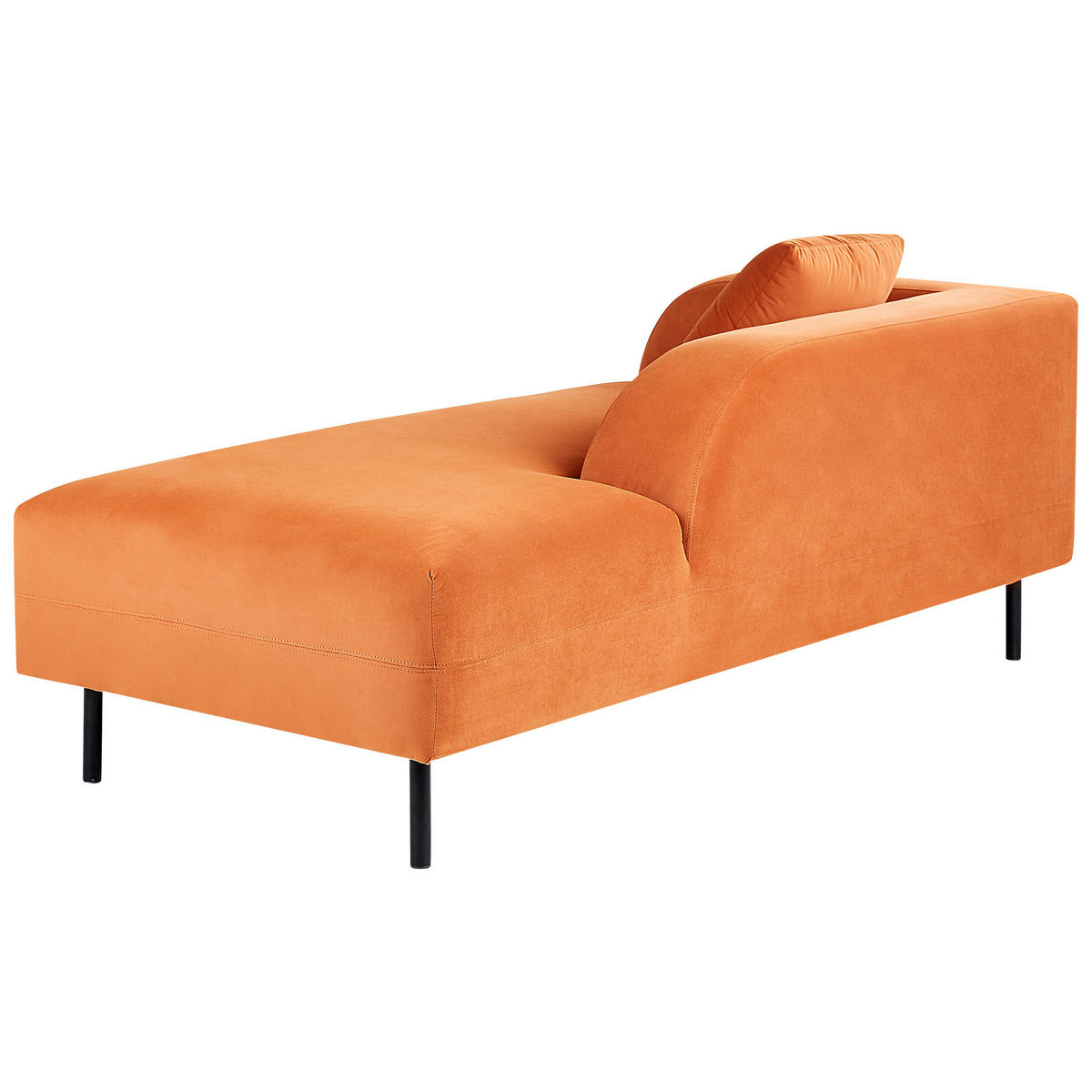 CHAISELONGUE Samtstoff orange linksseitig Le Crau - Orange, Textil (170/65/84cm) - Beliani