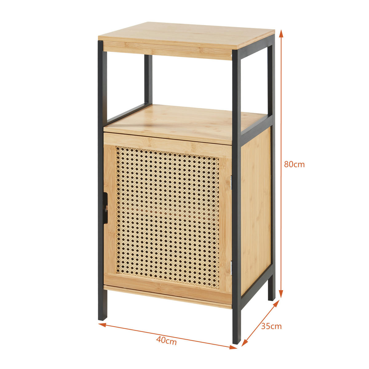 BADEZIMMERSCHRANK Tervola - Schwarz/Naturfarben, Naturmaterialien/Holzwerkstoff (40/80/35cm) - [en.casa]