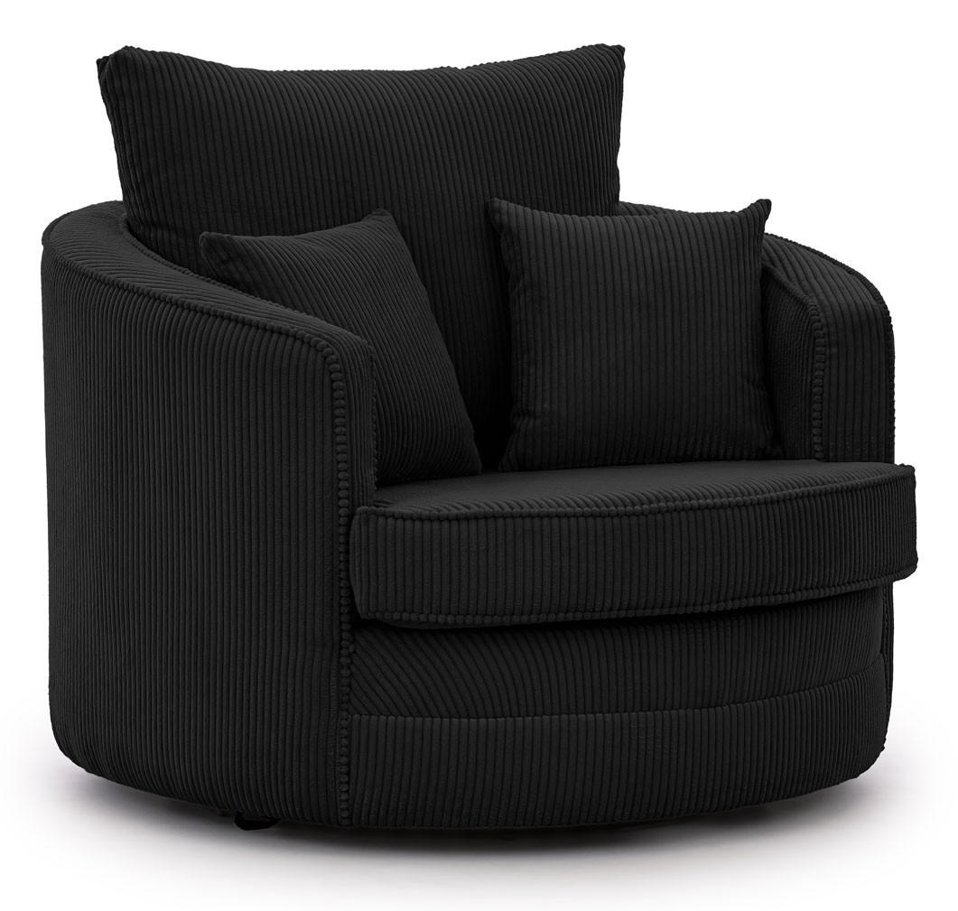 DREHSESSEL Ted aus Schwarz Cord-Stoff - Schwarz, Holz/Textil (107/94/100cm) - S-Style Möbel