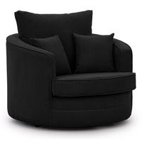 DREHSESSEL Ted aus Schwarz Cord-Stoff - Schwarz, Holz/Textil (107/94/100cm) - S-Style Möbel
