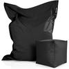 XXL-SITZSACK + Pouf 2er Set - 140x180cm - Schwarz, Textil (140/25/180cm) - Green Bean