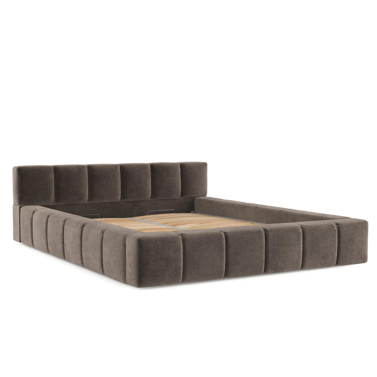 POLSTERBETT Milos mit Stauraum 160/200 cm Braun im Terra NW Stoff - Schwarz/Naturfarben, Holz/Holzwerkstoff (160/200cm) - AltaBeds
