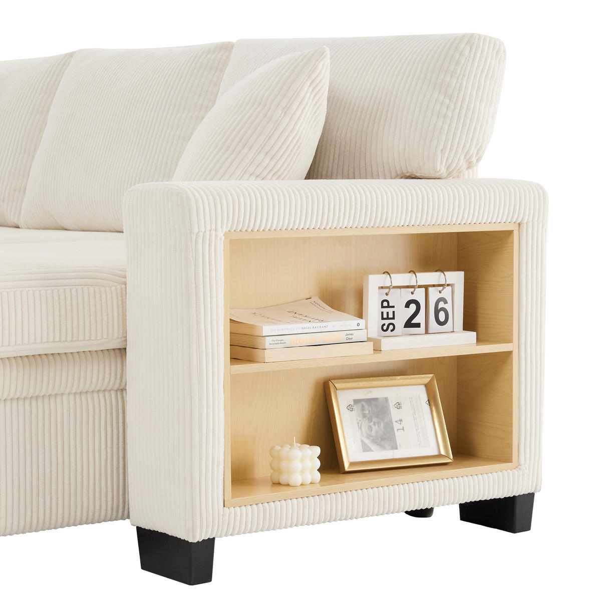 SCHLAFSOFA 231x131.5x84 cm aus Cord mit USB-Ladeanschluss, beige - Beige, Textil (131.5/84/231cm) - Luhomfu