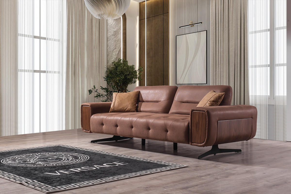 SOFA Hamilton 2-Sitzer BRAUN - Braun, Textil/Metall (200/82/100cm)