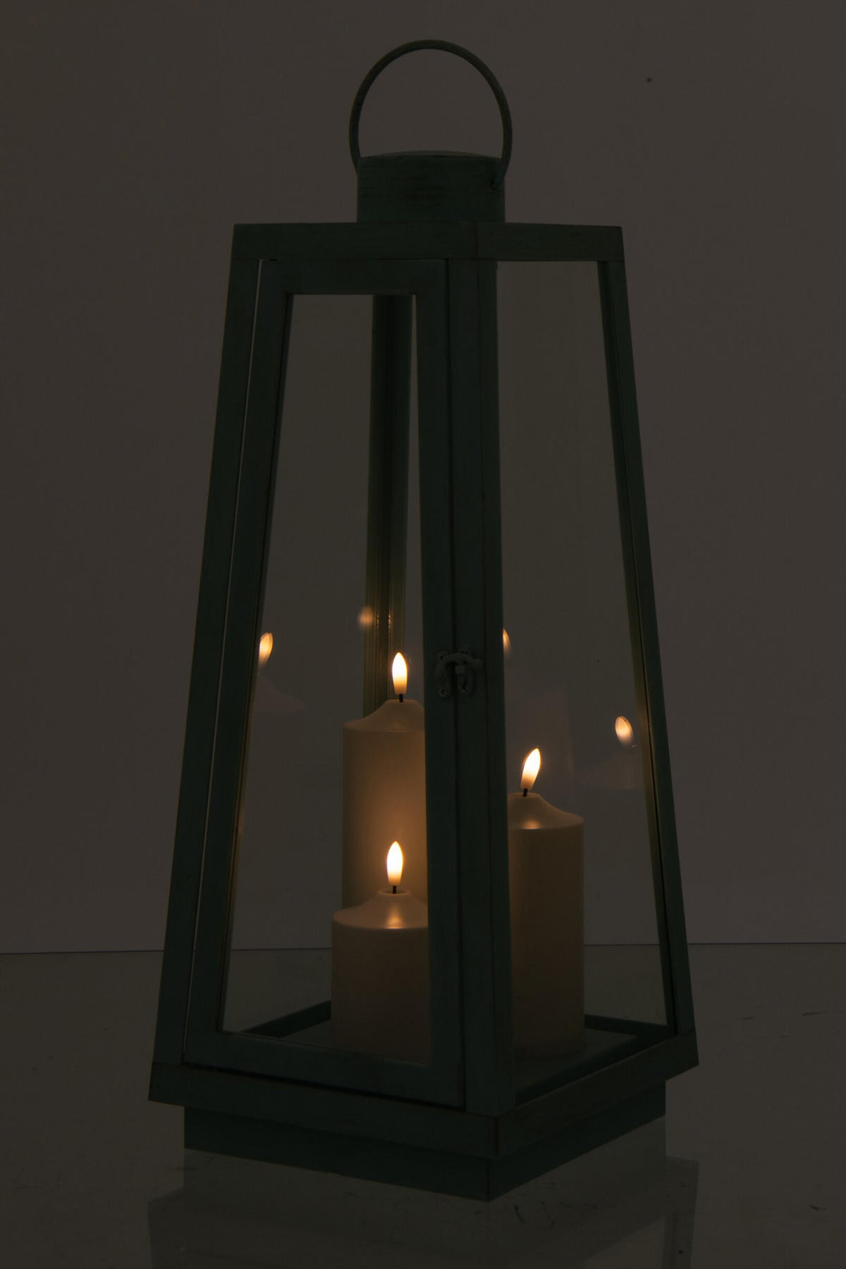 LATERNE + CANDLE LED Blau - Blau, Glas (24/59/24cm) - J-Line