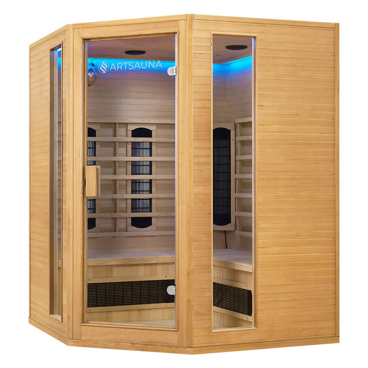 INFRAROTKABINE Nyborg E150K mit Keramik-, Flächenstrahler & Hemlockholz - Naturfarben, Holz (150/190/150cm) - Artsauna