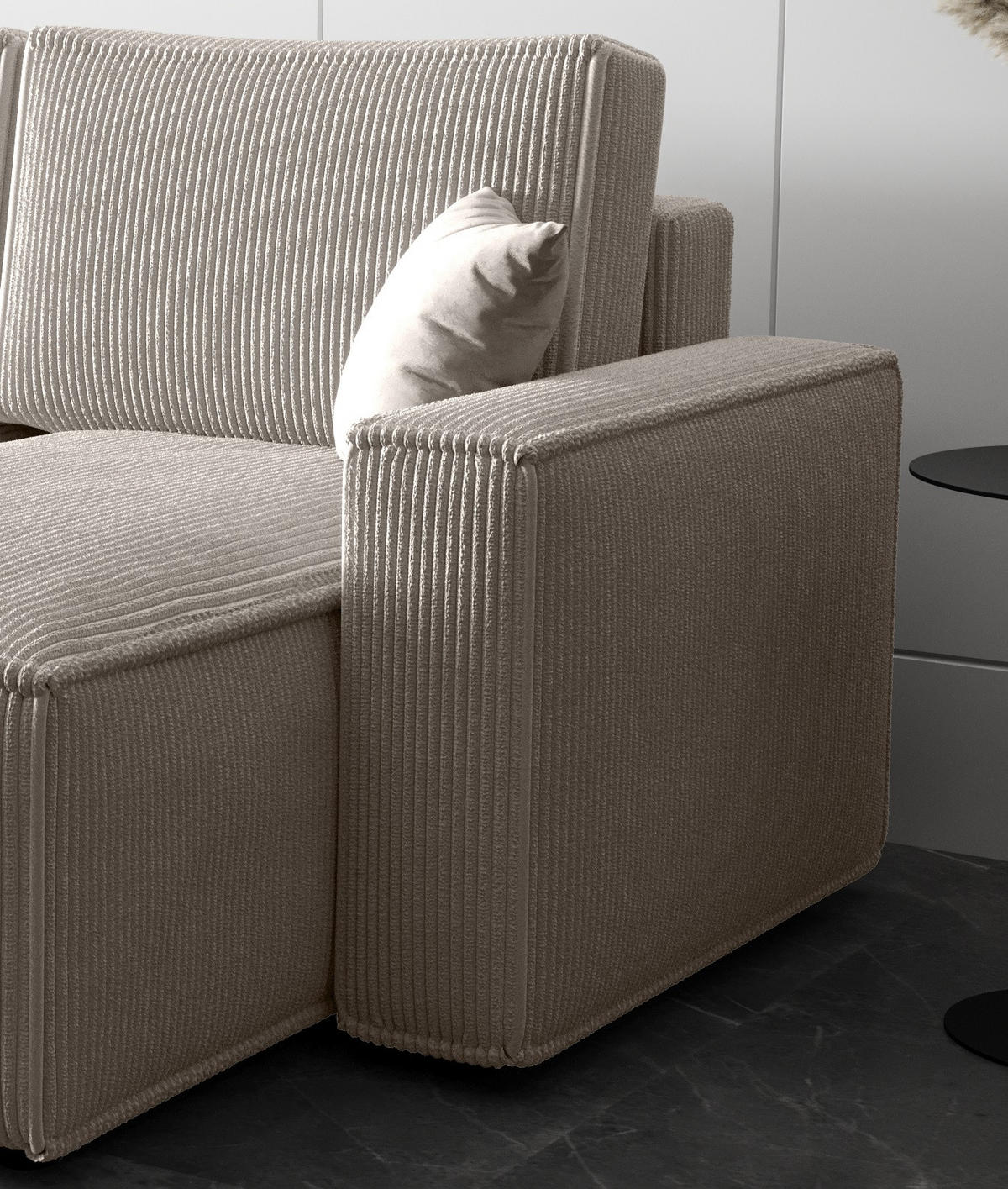 ECKSOFA AMRO CORD Schwarz mit Schlaffunktion - Schwarz, Kunststoff/Textil (237/140cm) - Luxkor24