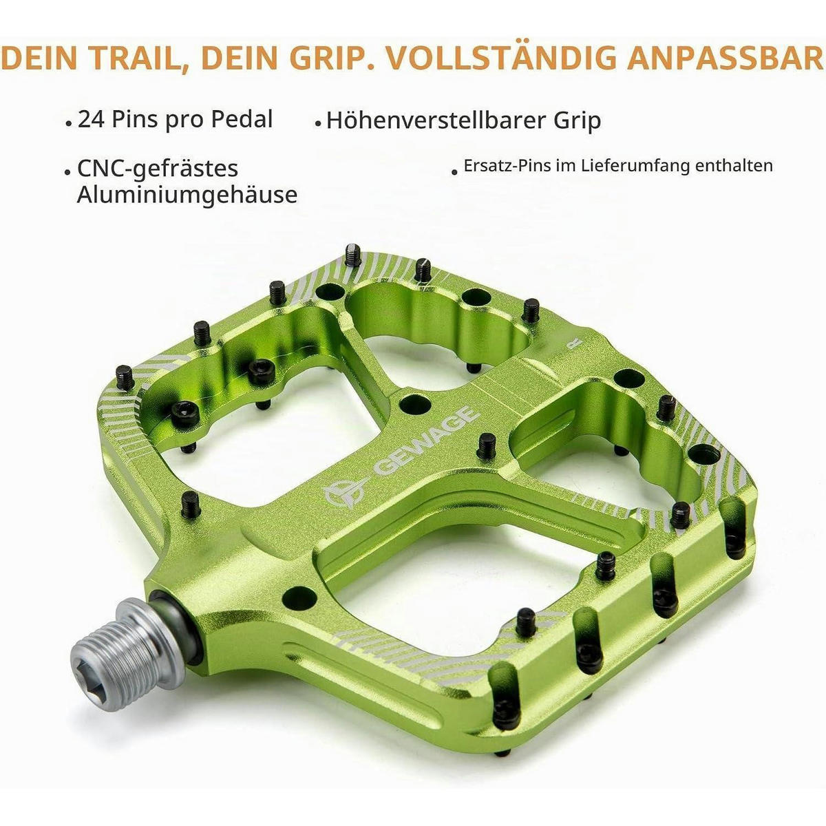 FAHRRADPEDALE Set Aluminium Knallgrün - Grün, Metall (11/1.5/11.5cm)