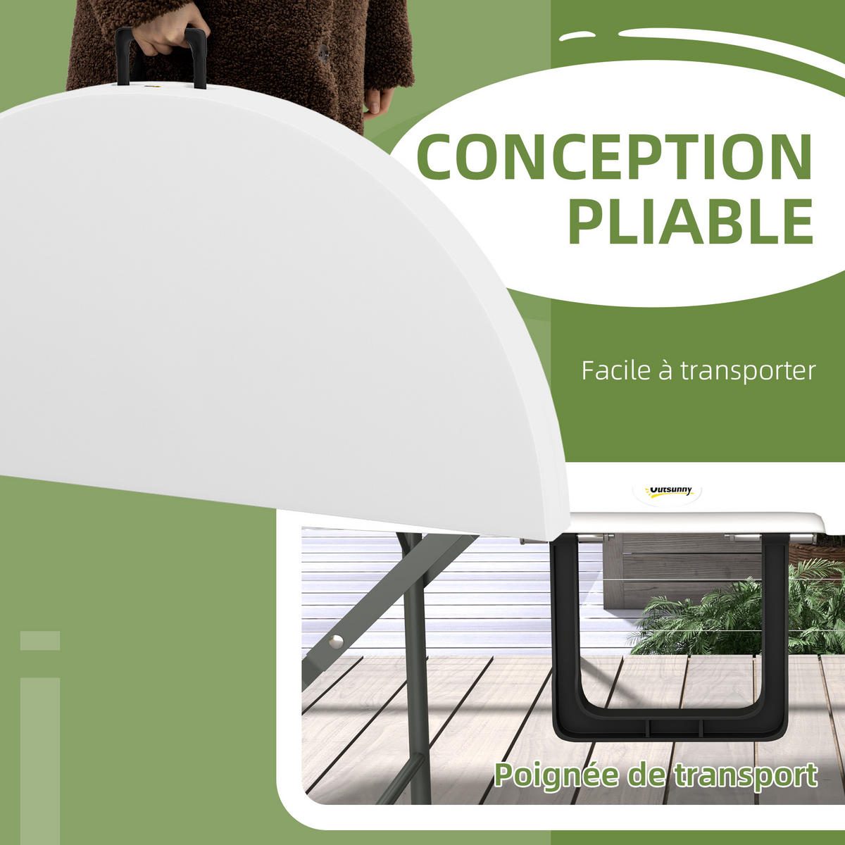 GARTENTISCH DE-14090 klappbar Ø122 cm für 6 Personen - Weiß, Kunststoff (122/122/73cm) - ComfortXL