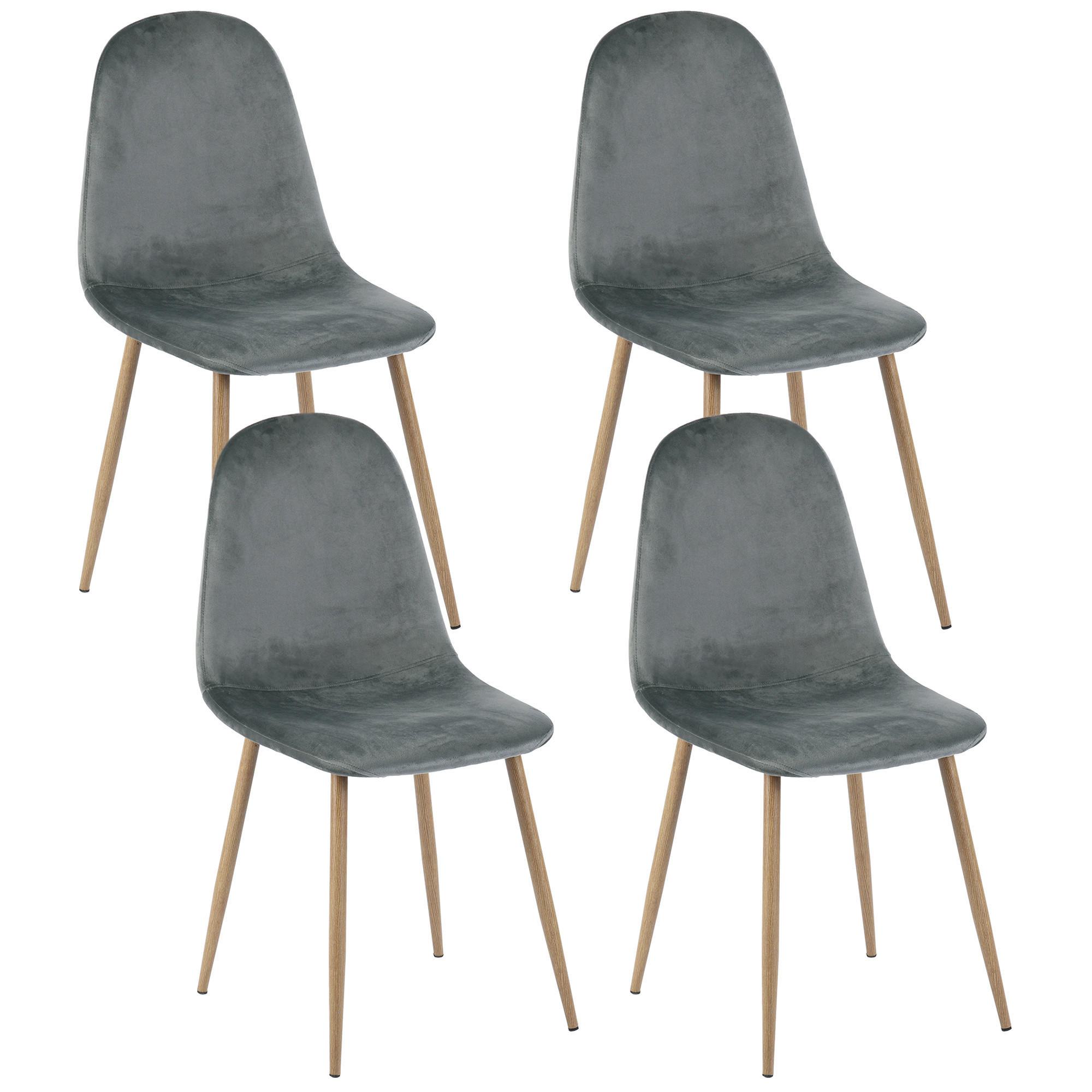 STUHL-SET 4 Stück in Eisen Webstoff - Eichefarben/Grau, Holzwerkstoff/Textil (46/86/47cm) - Urban Meuble