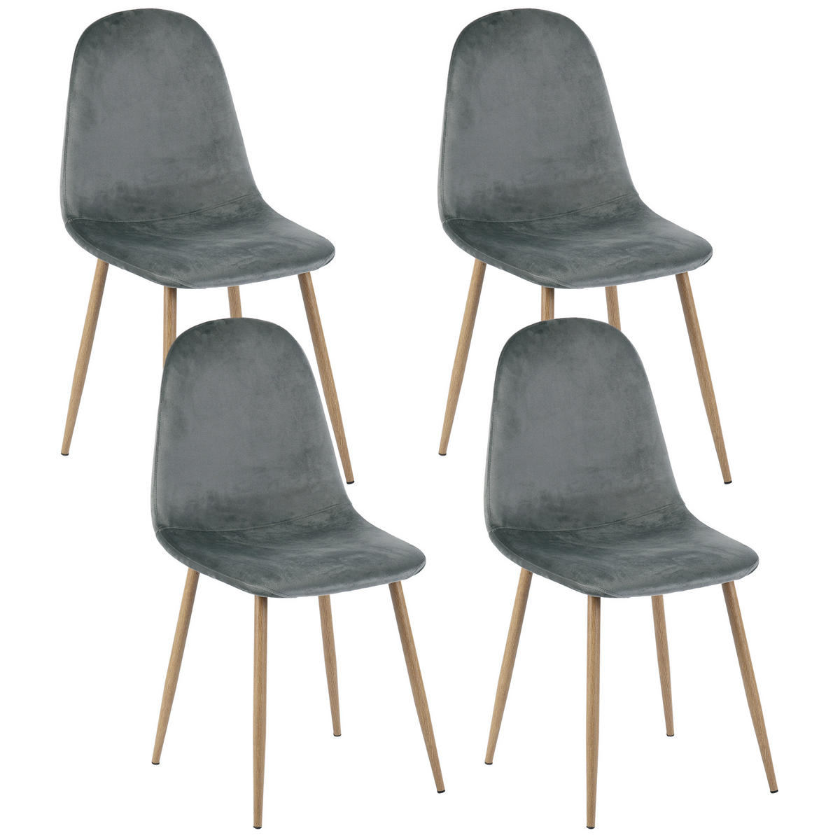 STUHL-SET 4 Stück in Eisen Webstoff - Eichefarben/Grau, Holzwerkstoff/Textil (46/86/47cm) - Urban Meuble