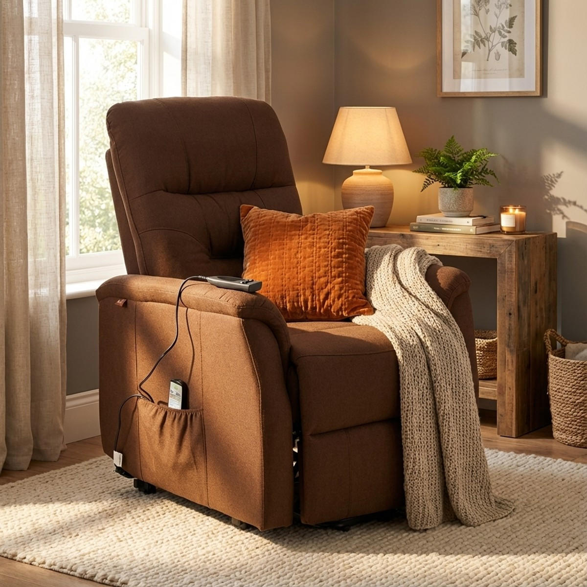 RELAXSESSEL elektrisch mit Aufstehhilfe Marie - Braun - Braun, Textil (45/115/77cm) - Pasmara