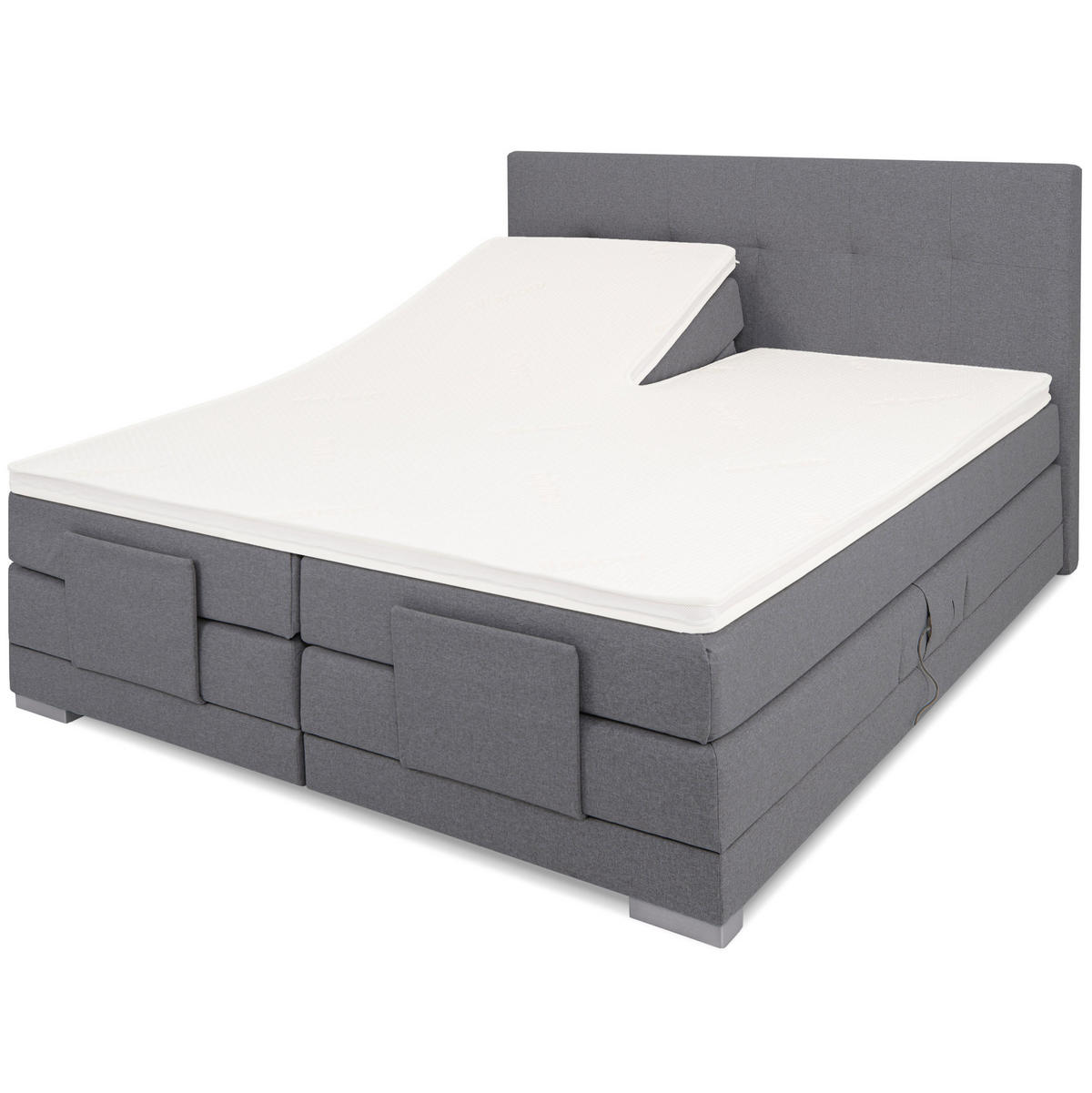 SPLIT-TOPPER GEL für elektrische Boxspringbetten - Weiß, Textil (180/210cm) - wonello