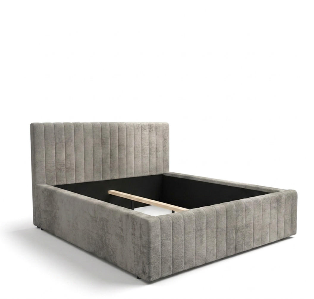 POLSTERBETT BELVIA – 120×200 cm mit Lattenrost, ohne Bettkasten Grau - Grau, Holzwerkstoff (120/200cm) - Milaros Markt