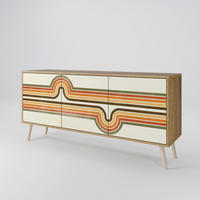 SIDEBOARD EXCEPTIONAL STREAM, Eicheneffekt, 164,5x42x77,5 cm, 3 Türen - Eichefarben/Buchefarben, Holzwerkstoff/Buchenholz (164.5/77.5/42cm) - SpaceRebels