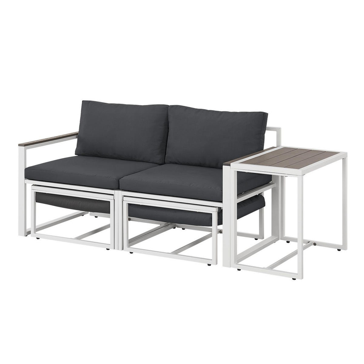 GARTENMÖBEL Bari dunkelgrau 5-tlg. - Grau, Metall - Juskys