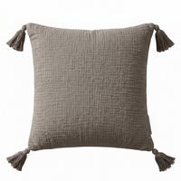 DEKOKISSEN Musselin grau mit Quasten, 45/45 cm - Grau, Textil (45/45cm) - Homescapes