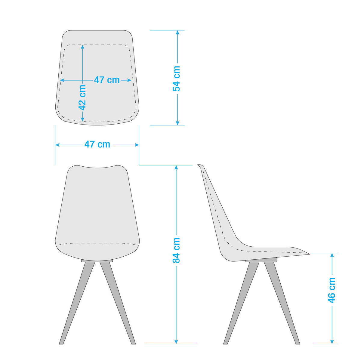 ESSZIMMERSTUHL-SET - Buchefarben/Hellgrau, Holz/Kunststoff (48/84/54cm) - home24