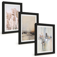 BILDER SET 3er Set - 20x30 cm Schwarzer Rahmen - Abstrakte Vegetationsmuster - Schwarz, Kunststoff (20/30cm) - TULUP