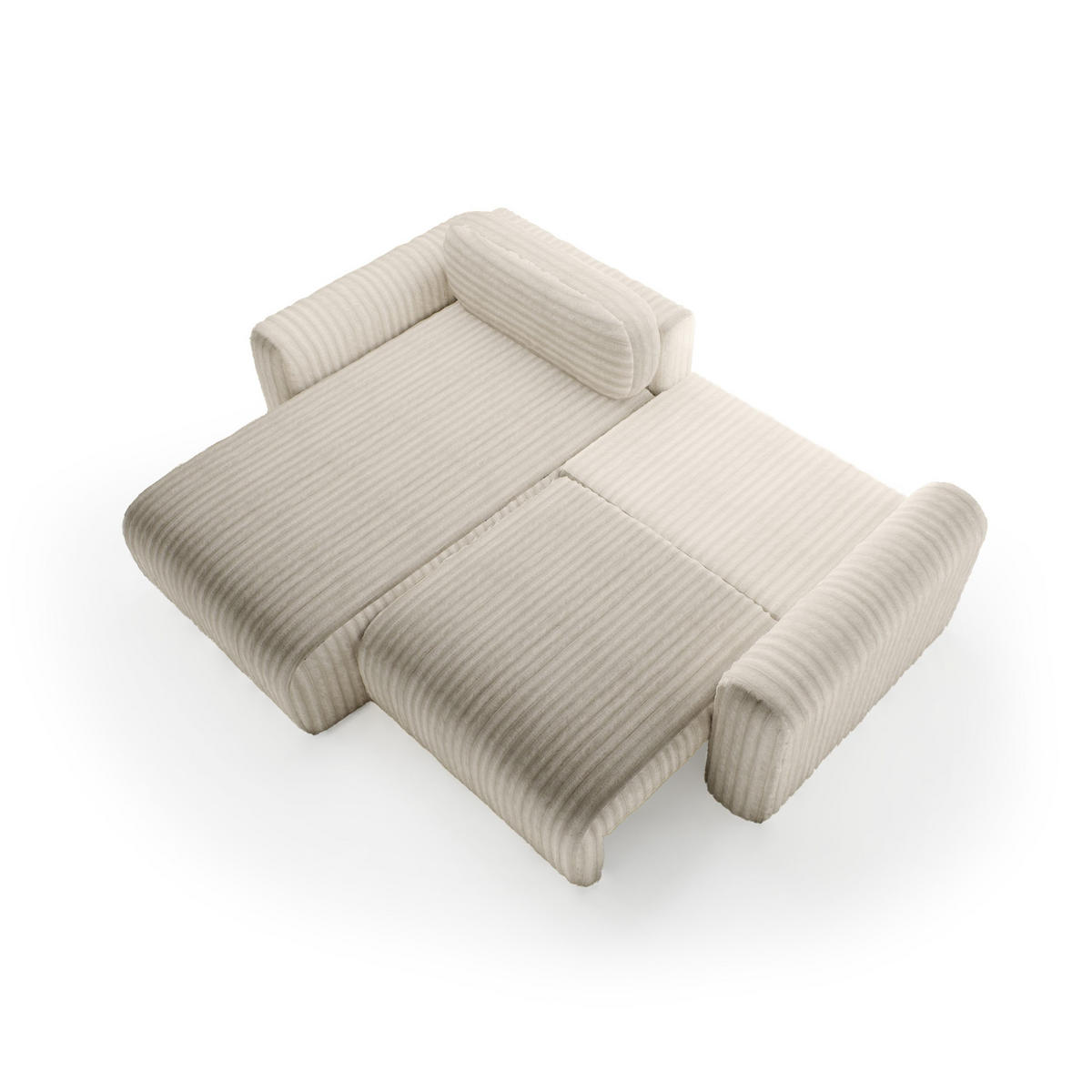 ECKSOFA mit Schlaffunktion Emmen Mini, Creme - Creme, Textil (246/100cm) - Fedve