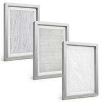 BILDER SET 3er Set - 20x30 cm Silberner Rahmen - Helle Sandmusterstrukturen - Silberfarben, Kunststoff (20/30cm) - TULUP