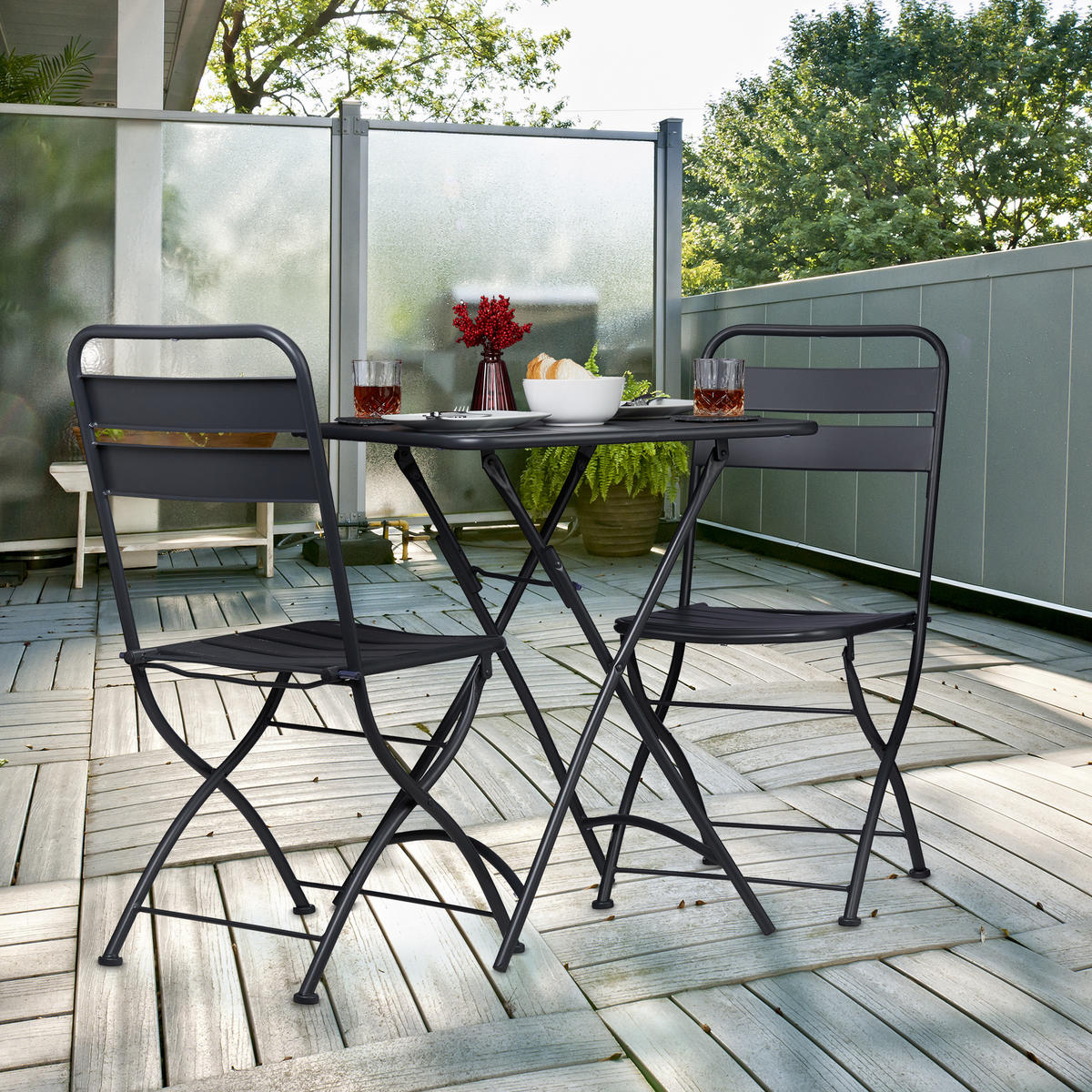 BALKONTISCH - Anthrazit, Metall (59/59/74cm) - Relaxdays