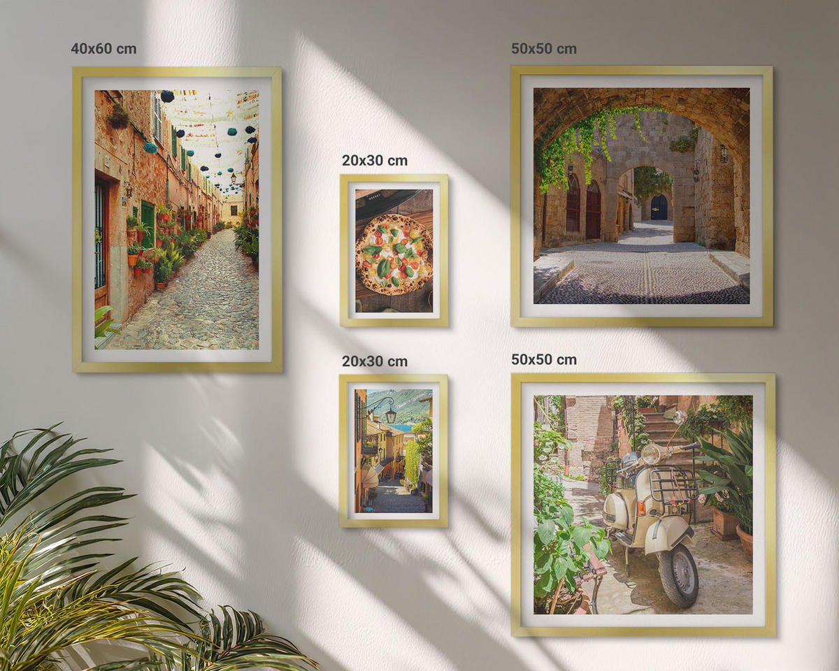 BILDER SET 5er Set - 50x50 cm & 20x30 cm & 40x60 cm Goldrahmen - Amerikanische Symbole, USA-Flagge - Goldfarben, Kunststoff (40/60cm) - TULUP