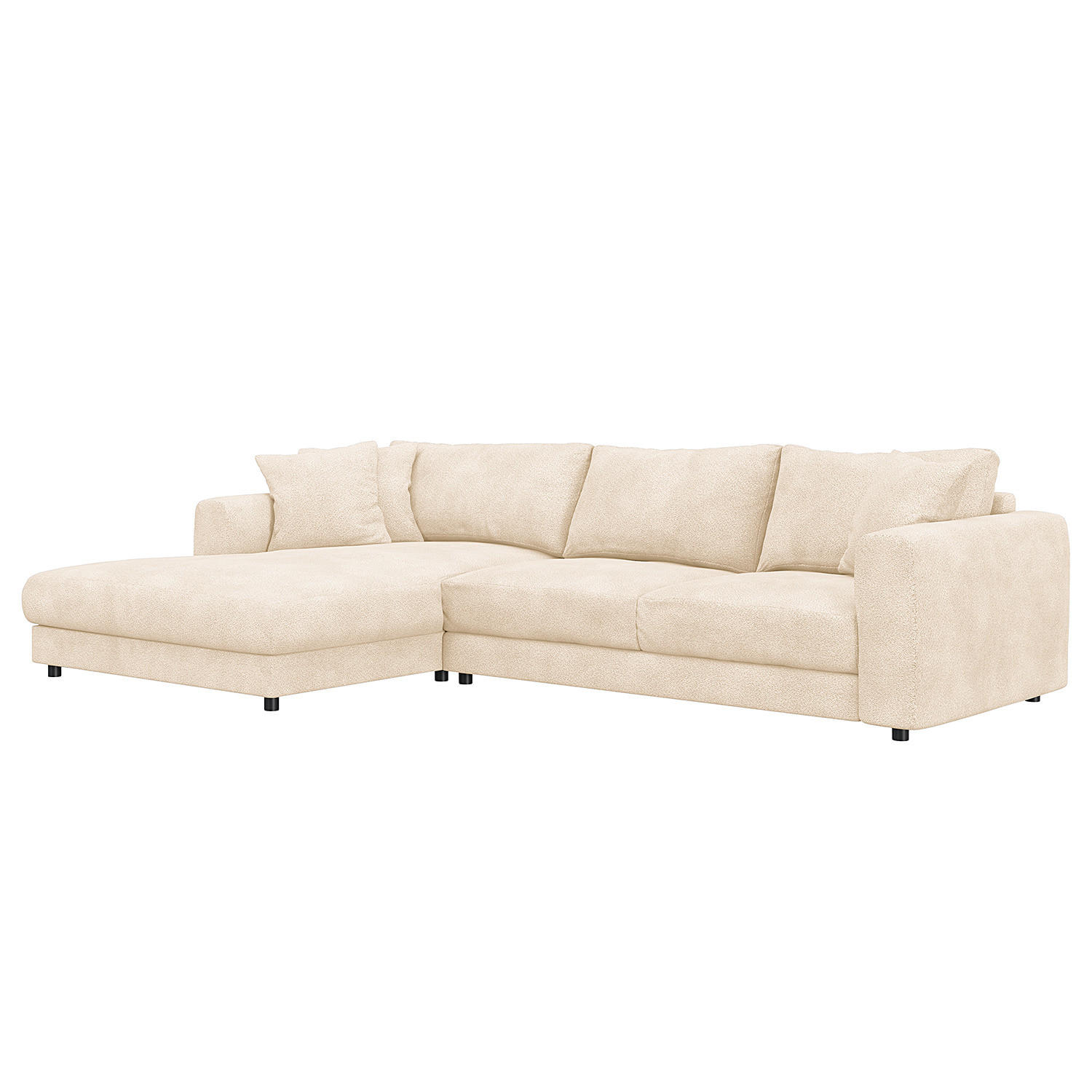 ECKSOFA mit Longchair - Beige/Schwarz, Holz/Kunststoff (286/183cm) - home24