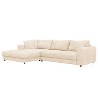 ECKSOFA mit Longchair - Beige/Schwarz, Holz/Kunststoff (286/183cm) - home24