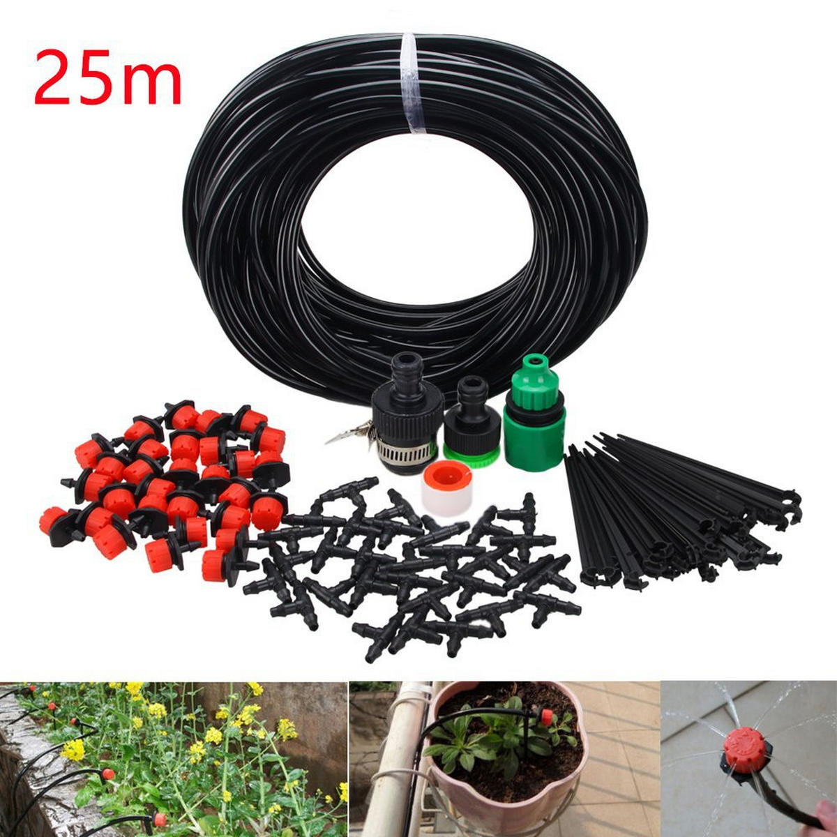 BEWÄSSERUNGSSYSTEM Tropfbewässerung 25m - Schwarz, Kunststoff (2500/1/1cm) - Weltevree